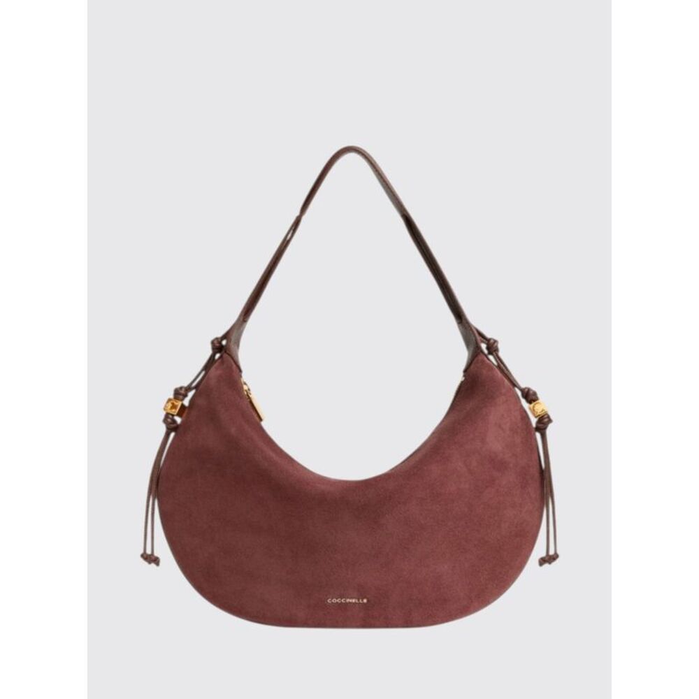 Coccinelle Women Thess Suede Shoulder Bag Coccinelle With Metallic Logo